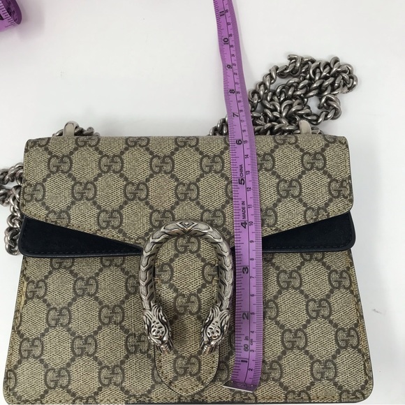 Authentic GUCCI GG Supreme Monogram Small Dionysus Bag Beige Ebony Black - Picture 8 of 16